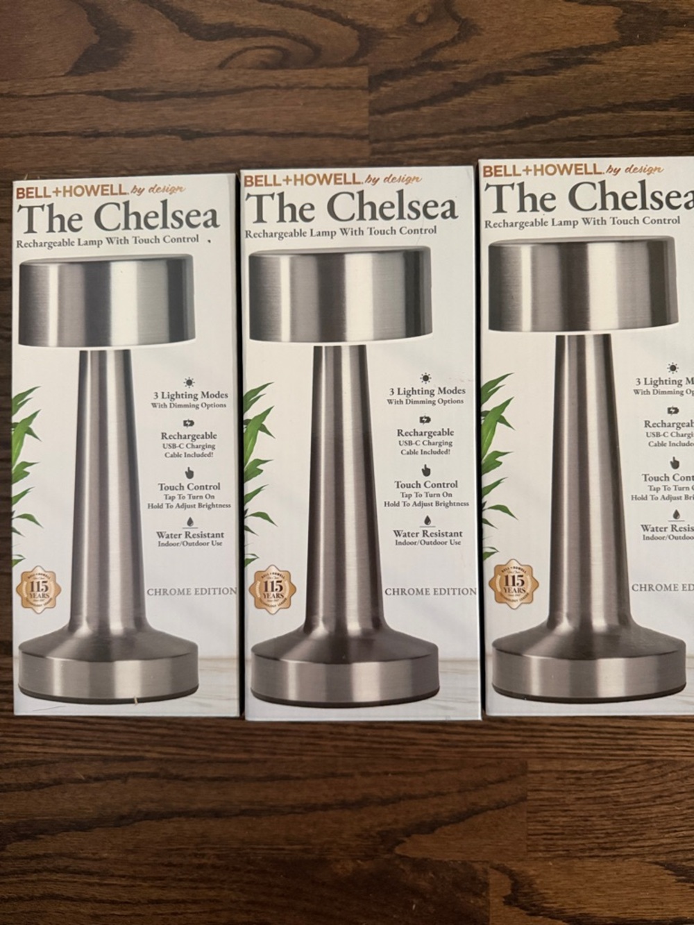 3 -Chelsea Rechargeable LED Touch Lamps in Silver